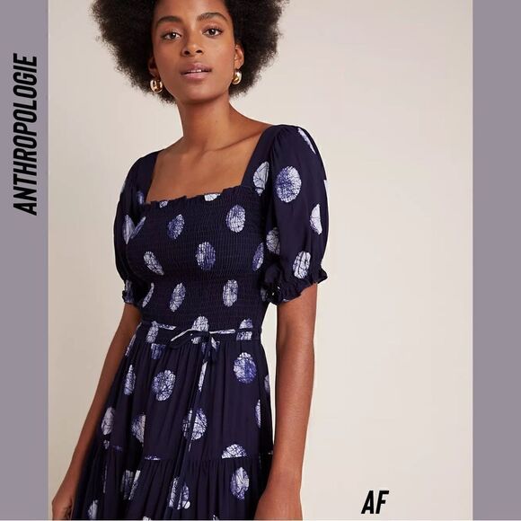 ANTHROPOLOGIE BY ODELLS ALIX SMOCKED MAXI DRESS NWT MEDIUM - Picture 5 of 12